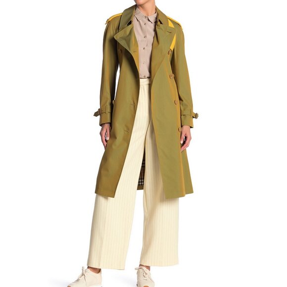 NWT Burberry Contrast Knit Trim Trench Coat- Work to Date Night - size US 4 - Picture 1 of 15